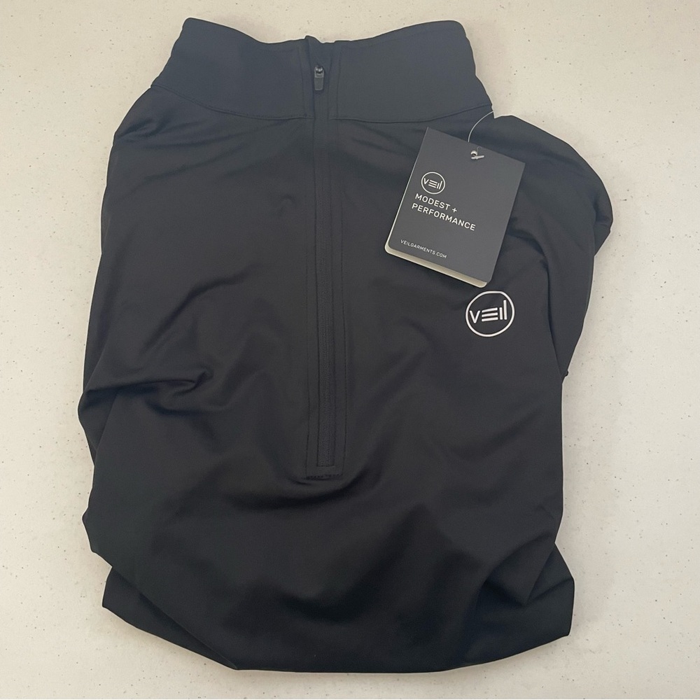 Veil Garments - Modest Activewear Spark Half-Zip Tunic - Black - Size Large - Picture 3 of 7